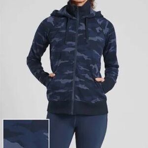 Athleta Navy Camo Triumph Hoodie SP Zip Cozy